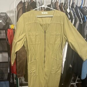 Madewell Olive Green Utility Zip Jumpsuit